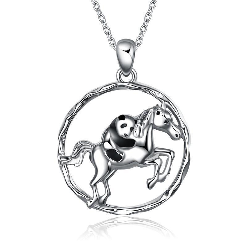 925 Sterling Silver Horse and Panda Running Horse Pendant