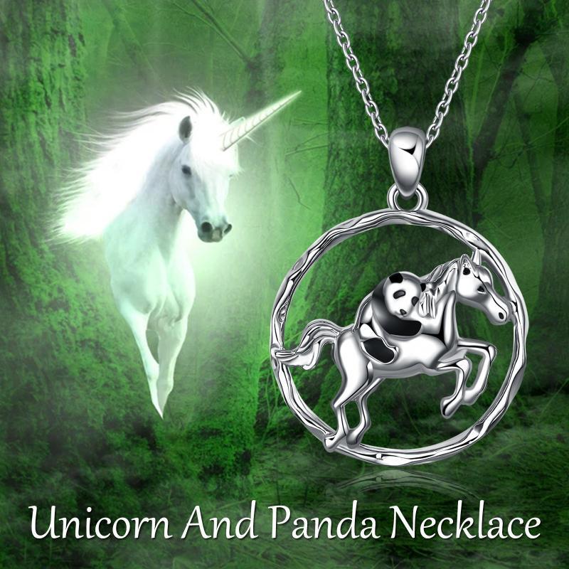 925 Sterling Silver Horse and Panda Running Horse Pendant