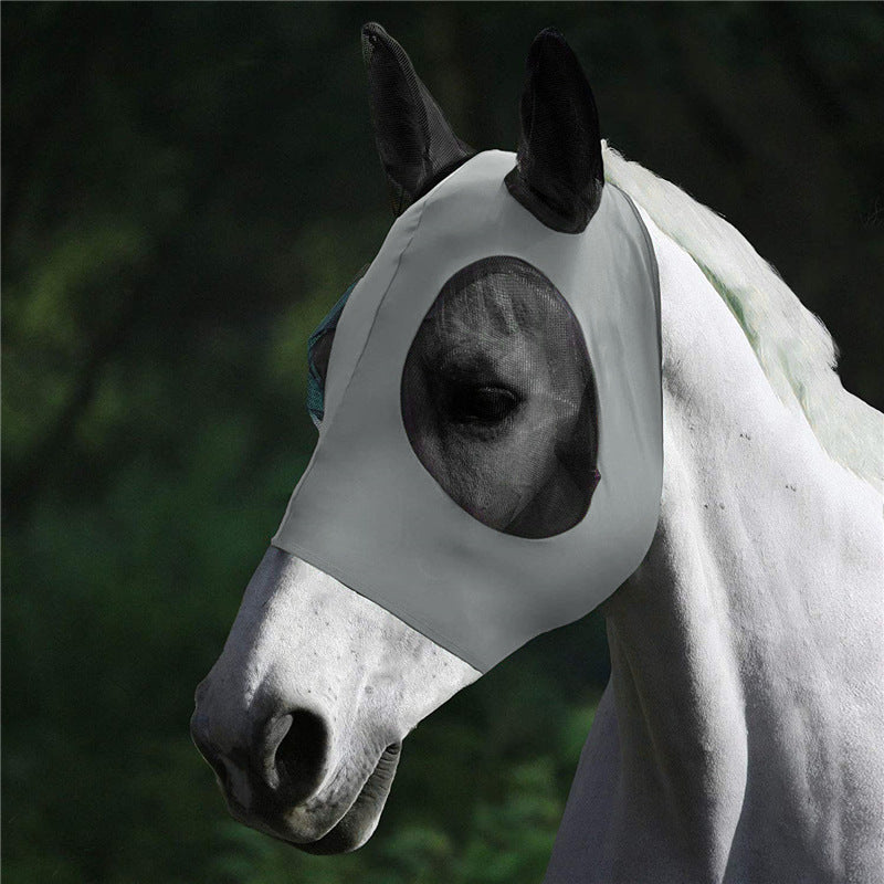 Lycra Horse Fly Mask With Ears Comfort Fit Mesh Trail Pasture Sun UV Protection