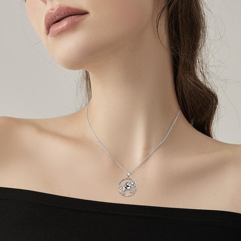 925 Sterling Silver Horse and Panda Running Horse Pendant